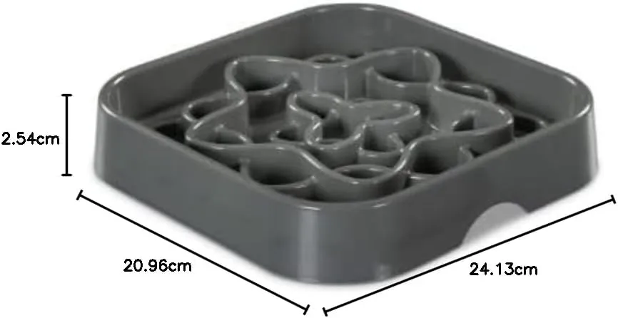 Messy Mutts and Cats Interactive Square Slow Feeder | Cool Grey (2 Cup) | 8 x 8 Square Puzzle Slow Feeder for Dogs/Cats | Enrichment Food Dish for Slow Eating, Bloating