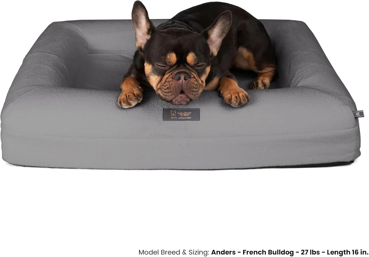 NANDOG Orthopedic Memory Foam Dog Bed Grey, Medium - Plush Cushion for Joint Relief & Deep Sleep - Ultra-Soft Micro Plush Fabric & Washable Cover - Ideal for Dogs with Arthritis