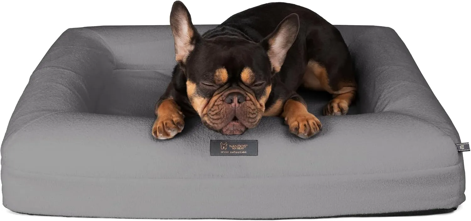 NANDOG Orthopedic Memory Foam Dog Bed Grey, Medium - Plush Cushion for Joint Relief & Deep Sleep - Ultra-Soft Micro Plush Fabric & Washable Cover - Ideal for Dogs with Arthritis