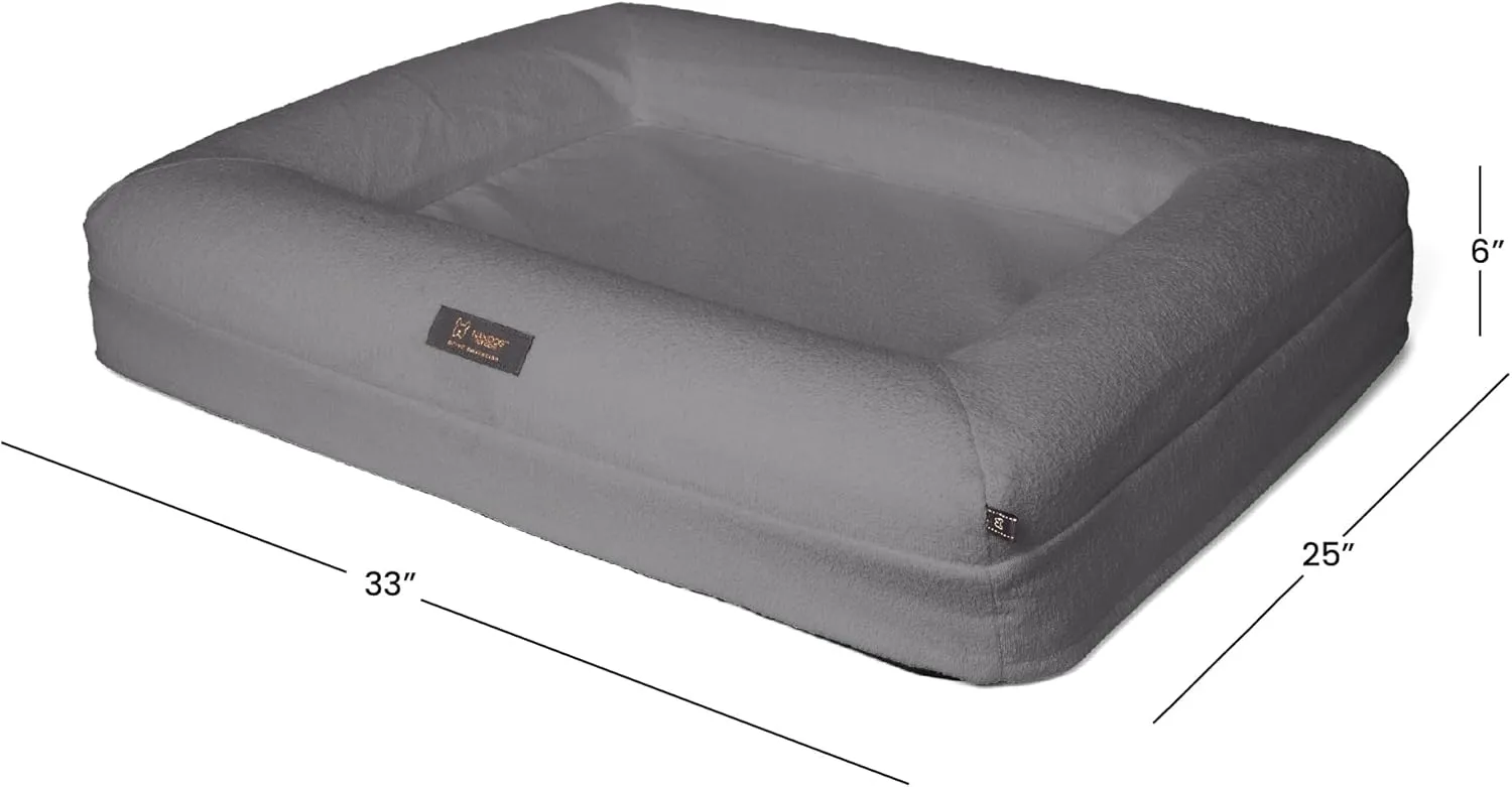 NANDOG Orthopedic Memory Foam Dog Bed Grey, Medium - Plush Cushion for Joint Relief & Deep Sleep - Ultra-Soft Micro Plush Fabric & Washable Cover - Ideal for Dogs with Arthritis