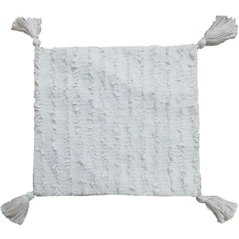 Natural Hand Woven & Embellished Cotton Cushion 4 - 45cm