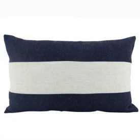 Navy Linen Stripe Cushion - 30cm x 50cm