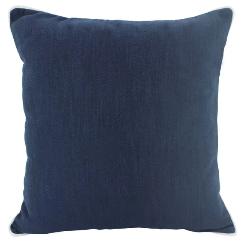 Navy Piped Linen Cushion - 50cm x 50cm
