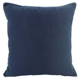 Navy Piped Linen Cushion - 50cm x 50cm