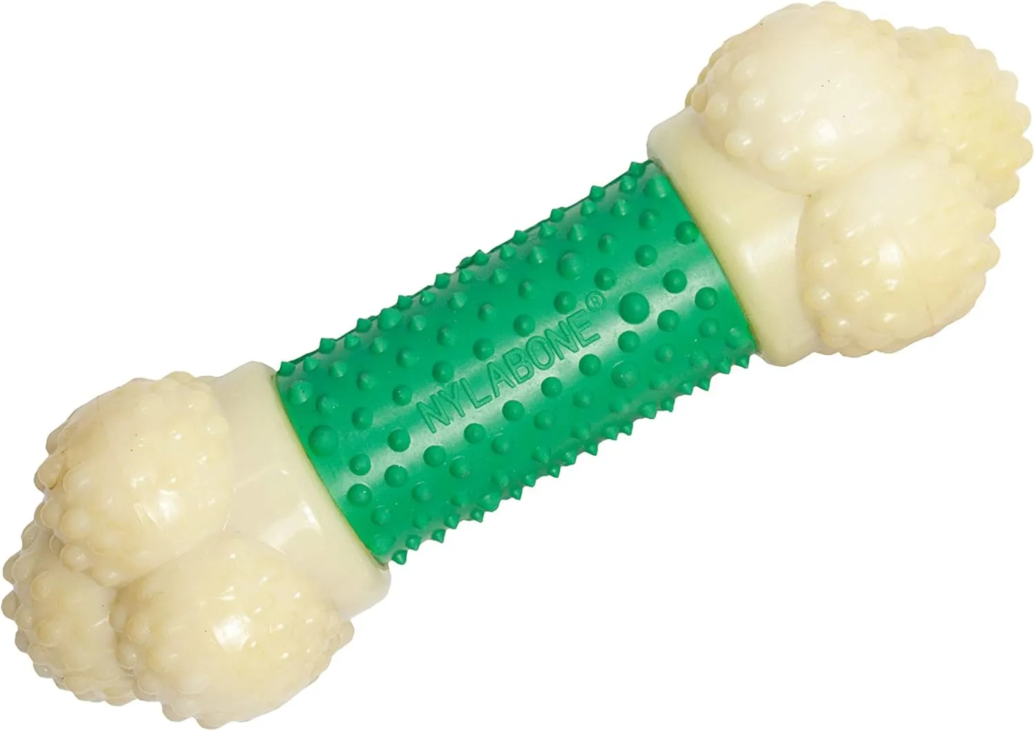 Nylabone Double Action Bone Power Chew Toy for Dogs, Rubber Dog Toys for Moderate & Aggressive Chewers, Bacon Flavor, Medium - Up to 35 lbs, 1 Count