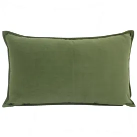 Olive Velvet Cushion - 30cm x 50cm