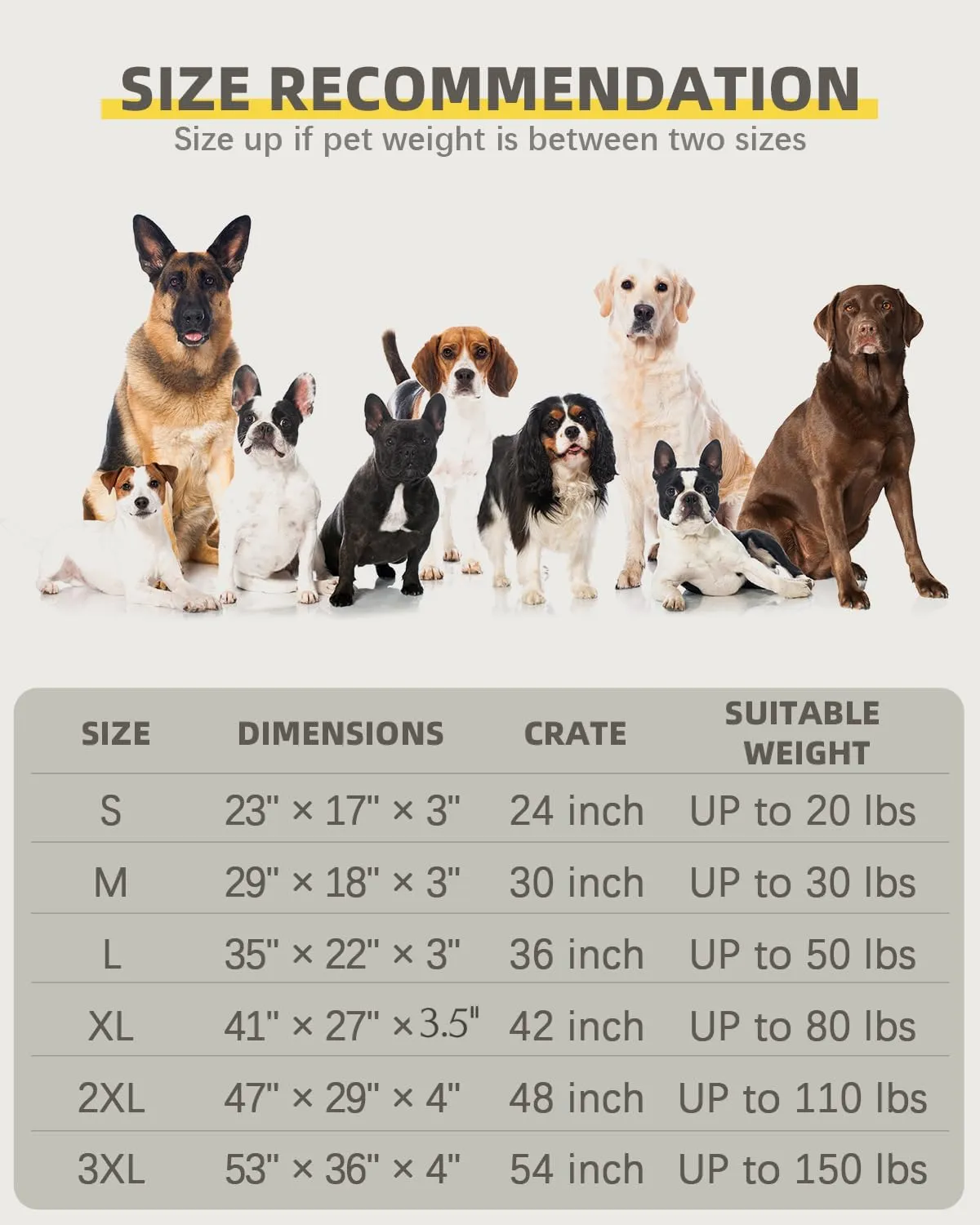 Orthopedic Dog Bed for Extra Large Dogs - Waterproof with Removable Washable Cover and Non-Slip Bottom, Quilting for Crate, 47x29 Inch, Dark Gray