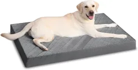 Orthopedic Dog Bed for Extra Large Dogs - Waterproof with Removable Washable Cover and Non-Slip Bottom, Quilting for Crate, 47x29 Inch, Dark Gray