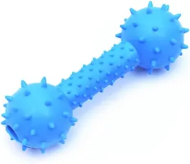 Paw-FECT Piece Durable Rubber Dog Teeth Cleaning Dumbbell Chew Toy (Blue)