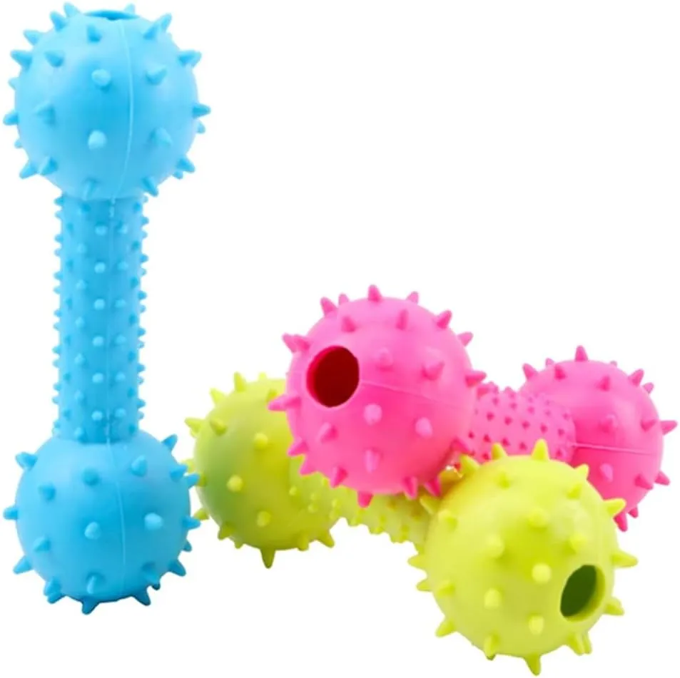 Paw-FECT Piece Durable Rubber Dog Teeth Cleaning Dumbbell Chew Toy (Blue)