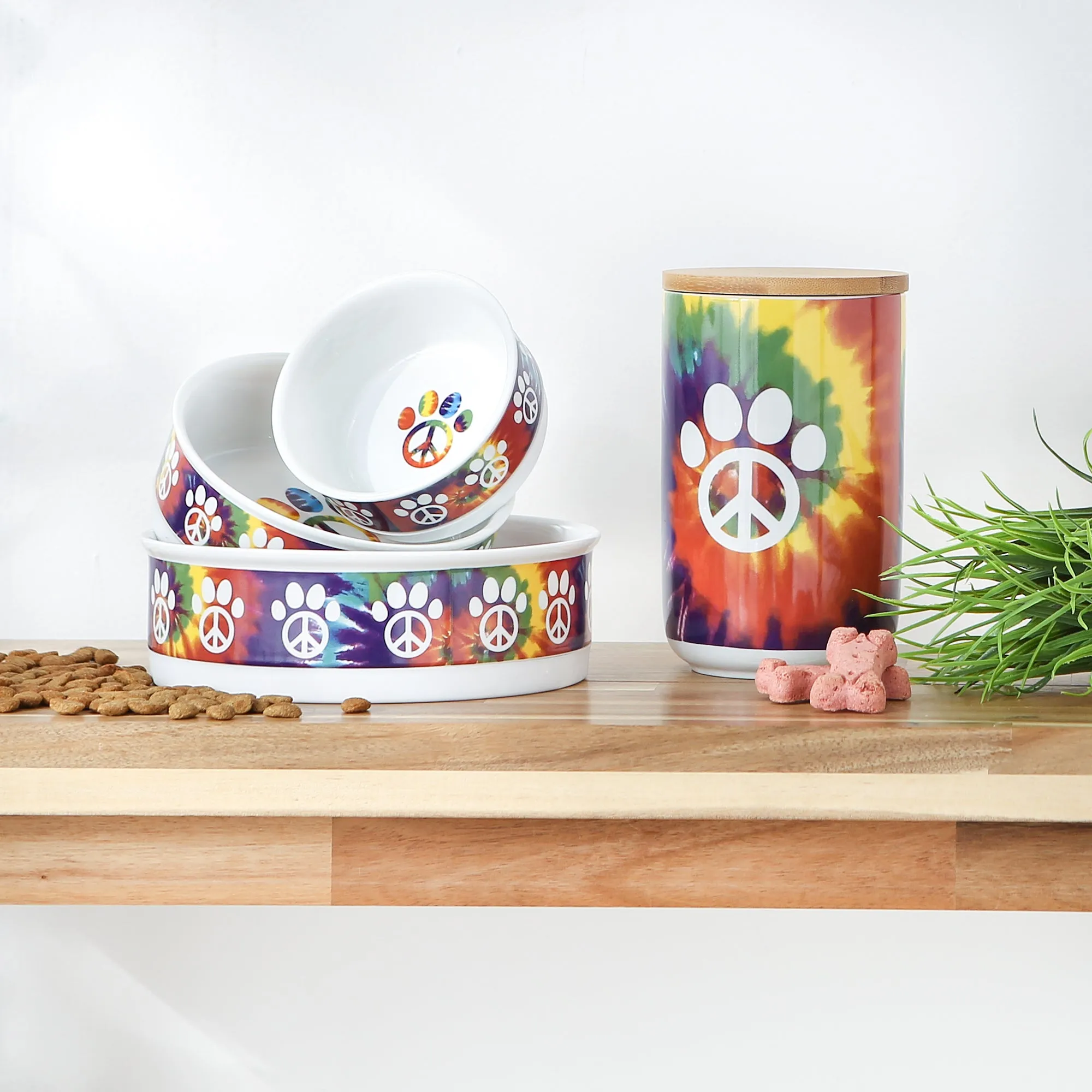 Peace Paw Pet Bowl Set/2, Large 3.75 C. Capacity