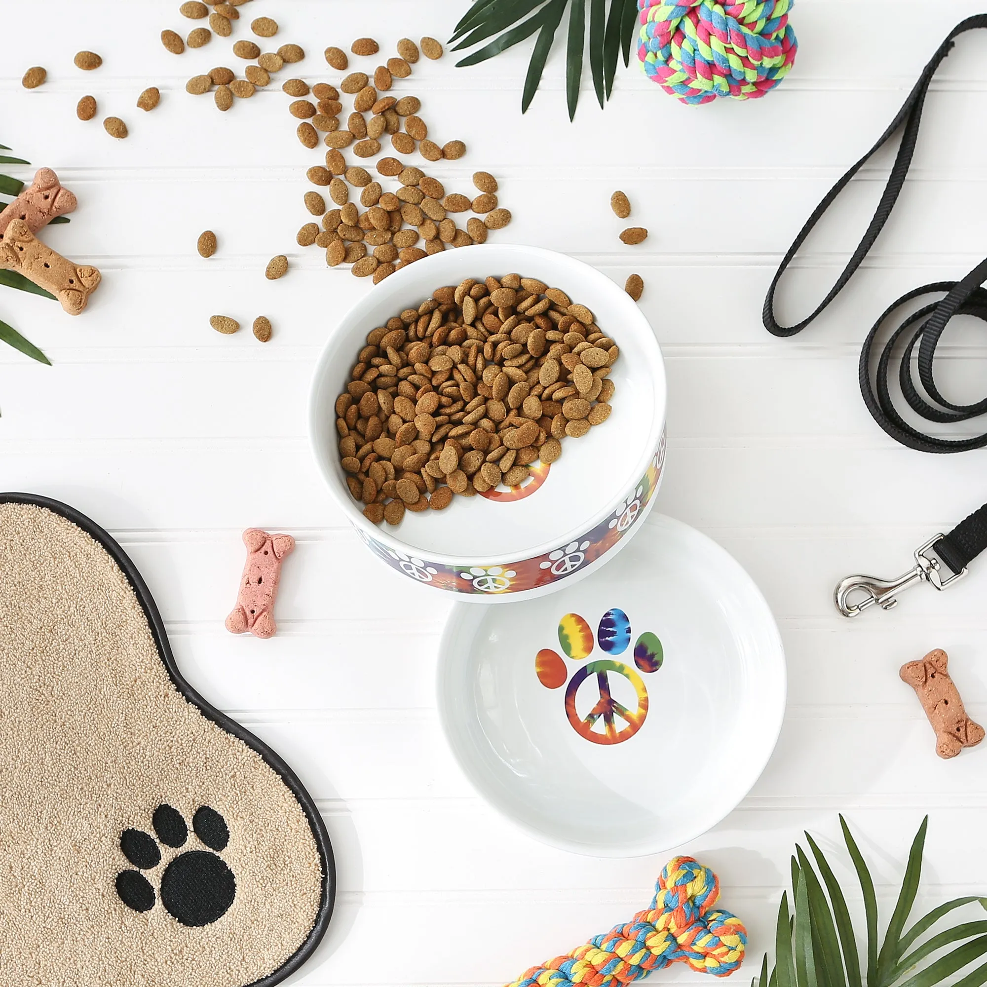 Peace Paw Pet Bowl Set/2, Large 3.75 C. Capacity