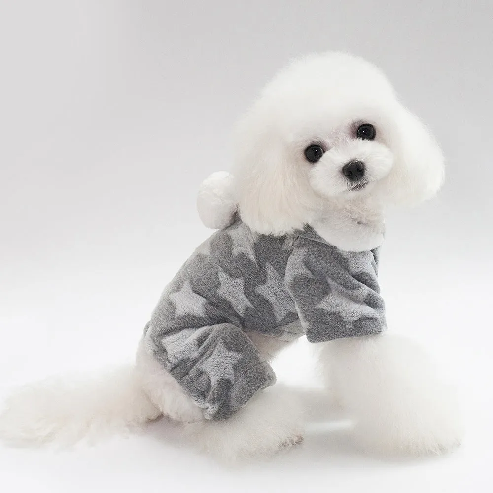 Pet / Dog / Cat One Piece Stars Hooded Jumper in Aqua, Pink or Grey