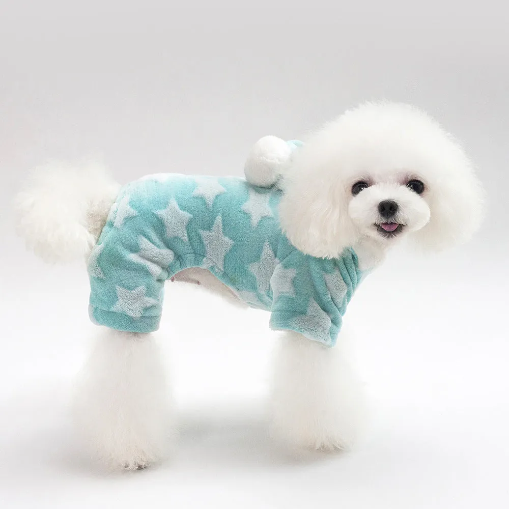 Pet / Dog / Cat One Piece Stars Hooded Jumper in Aqua, Pink or Grey