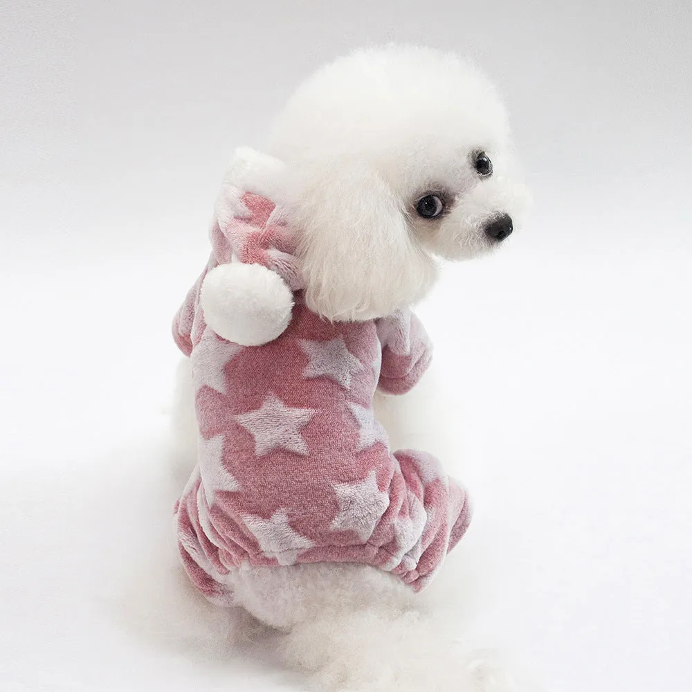 Pet / Dog / Cat One Piece Stars Hooded Jumper in Aqua, Pink or Grey