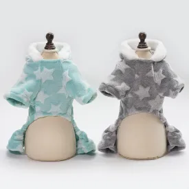 Pet / Dog / Cat One Piece Stars Hooded Jumper in Aqua, Pink or Grey