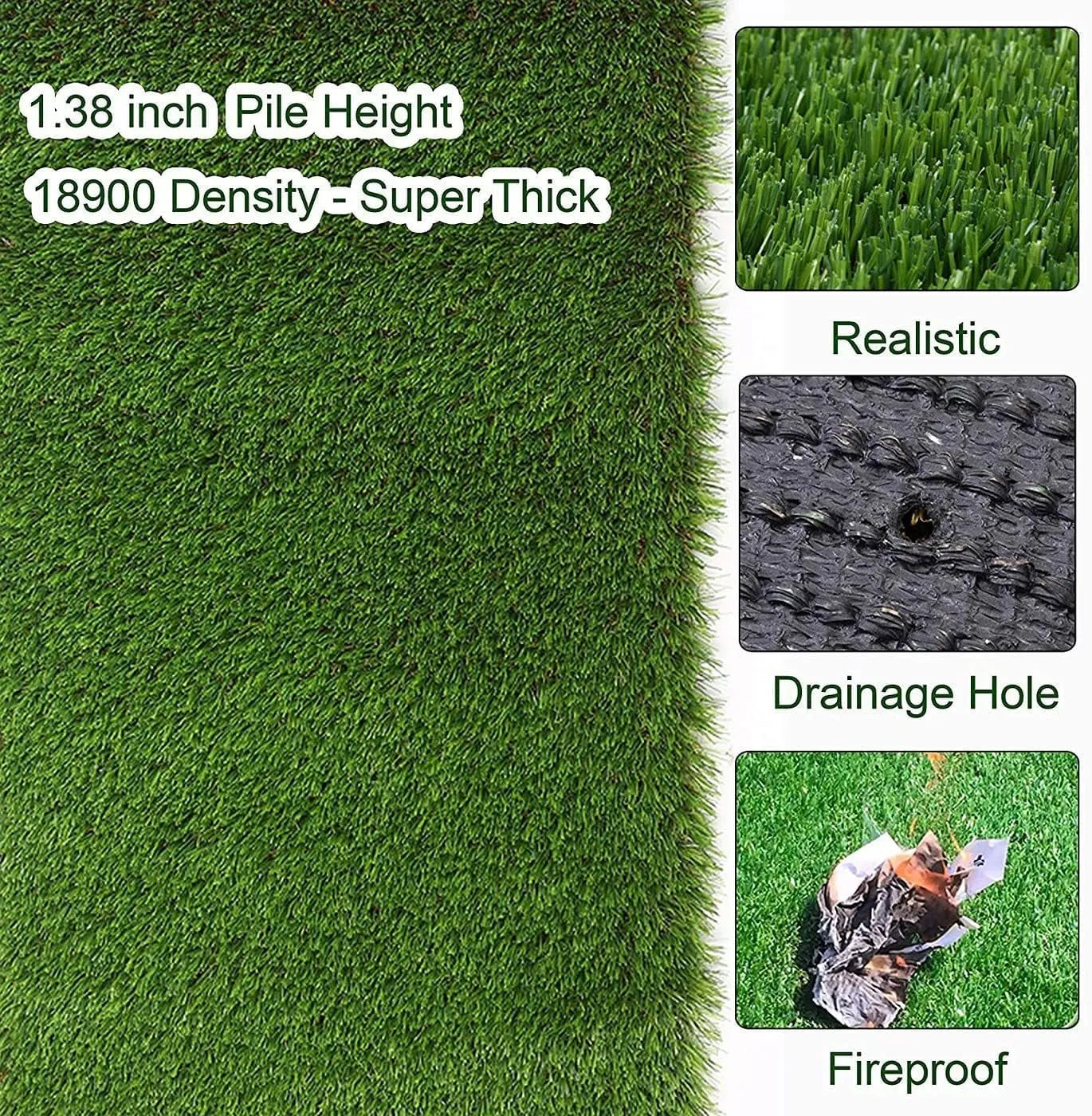 Petgrow Customized Sizes Artificial Grass Turf 3FTX10FT(30 Square FT) - Indoor Outdoor Garden Lawn Landscape Balcony Synthetic Turf Mat - Thick Fake Grass Pet Pad