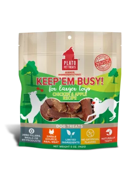 Plato Keep’Em Busy Chicken & Apple Meat Sticks for Larger Toys