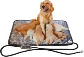 Puppy Heating Pad for Whelping New Born Dog Heated Bed,Heated Puppies Bed,Pet Heated Cat Bed,4 Auto Shut Off Timer,9 Level Heater Large 34x21 in (Large, Floral)