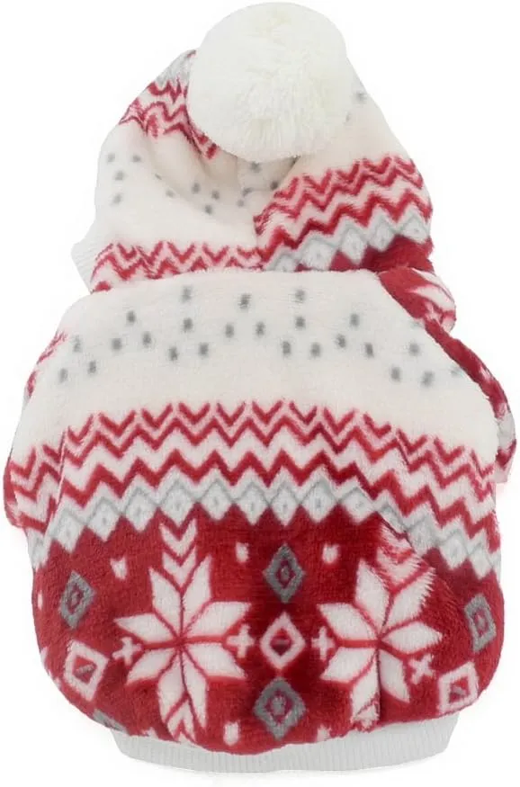 SELMAI Dog Fleece Coat Pet Hoodie Snowflake Girl Puppy Clothes Red L