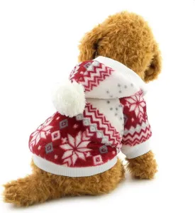 SELMAI Dog Fleece Coat Pet Hoodie Snowflake Girl Puppy Clothes Red L
