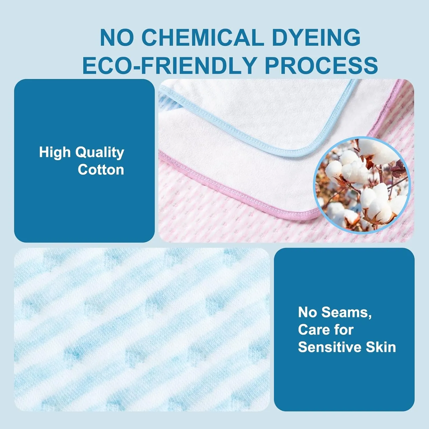 Soft Bed Pads Washable for Incontinence, 40"x 55" Cotton Large Reusable Waterproof Wetting Underpad for Urine Adults, Elderly, Seniors, Women, Kids & Pets, Machine Washable Pad for Bed, Sofa-Blue