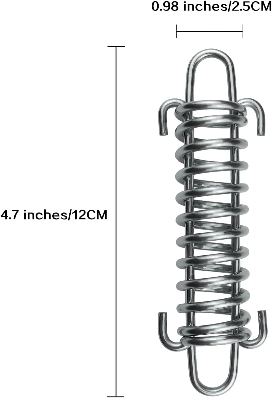 Stainless Steel Dog Leash Shock Absorbing Spring by SUUJI - 4 Pcs Dog Cable Tie Out Buffer Spring for Run Or Training,Heavy Duty Tent Rope Fixed Buckle Tensioner for Outdoor Hiking Camping