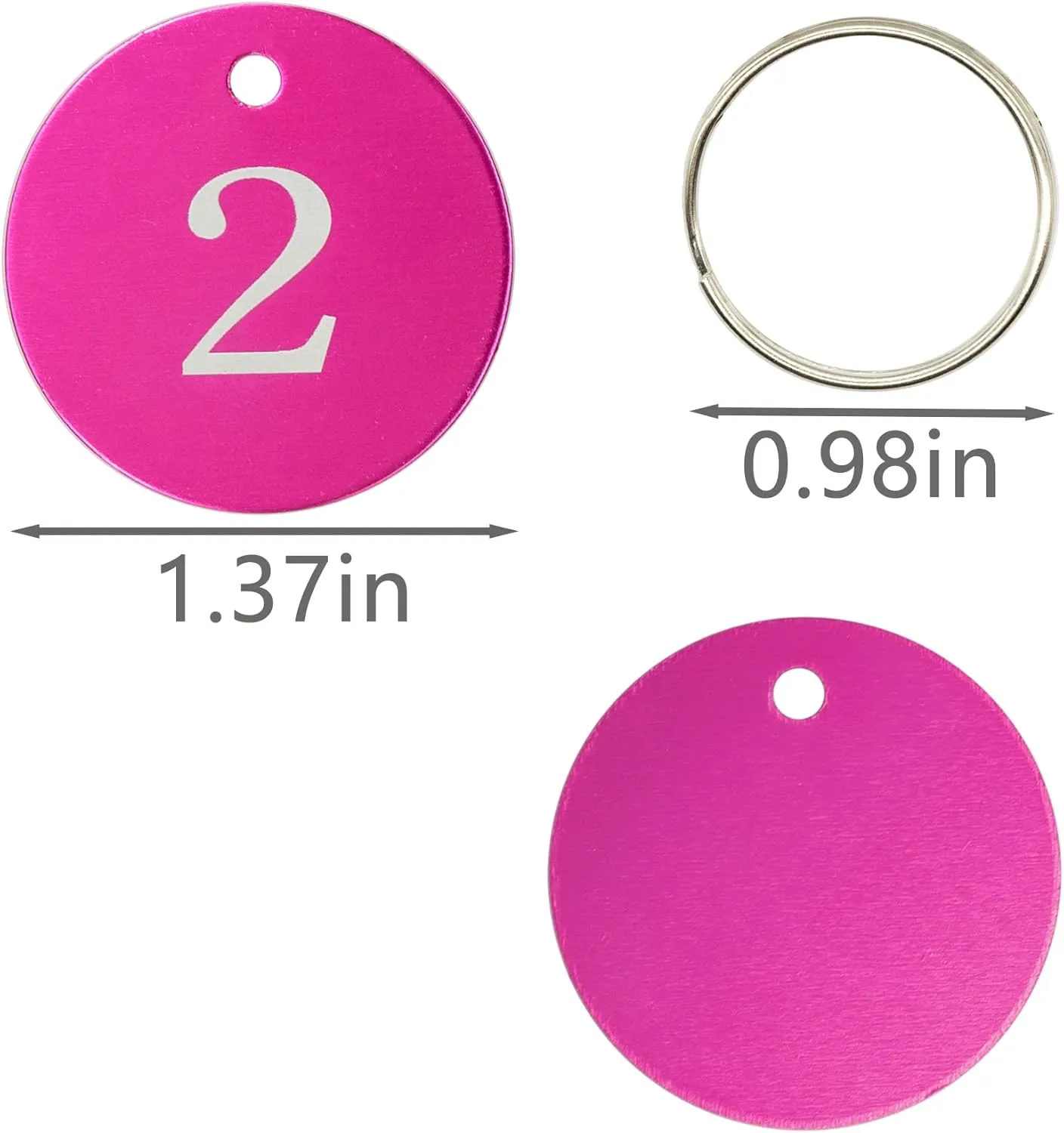 StayMax Round Aluminum Engraved Number Tags Key Tags ID Tags (1-25, Rose Red)