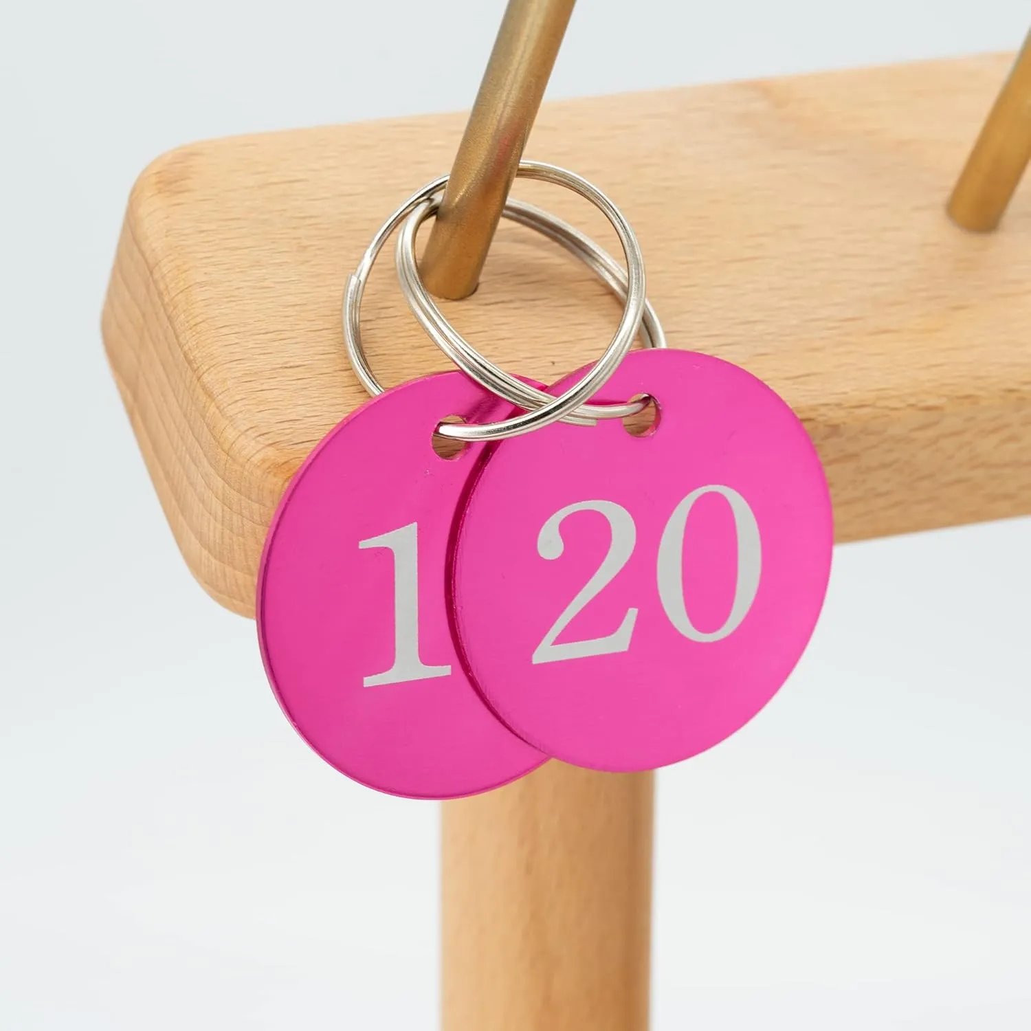 StayMax Round Aluminum Engraved Number Tags Key Tags ID Tags (1-25, Rose Red)