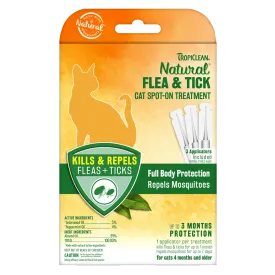 Tropiclean Natural Flea & Tick Cat Spot-On Treatment 3applicators