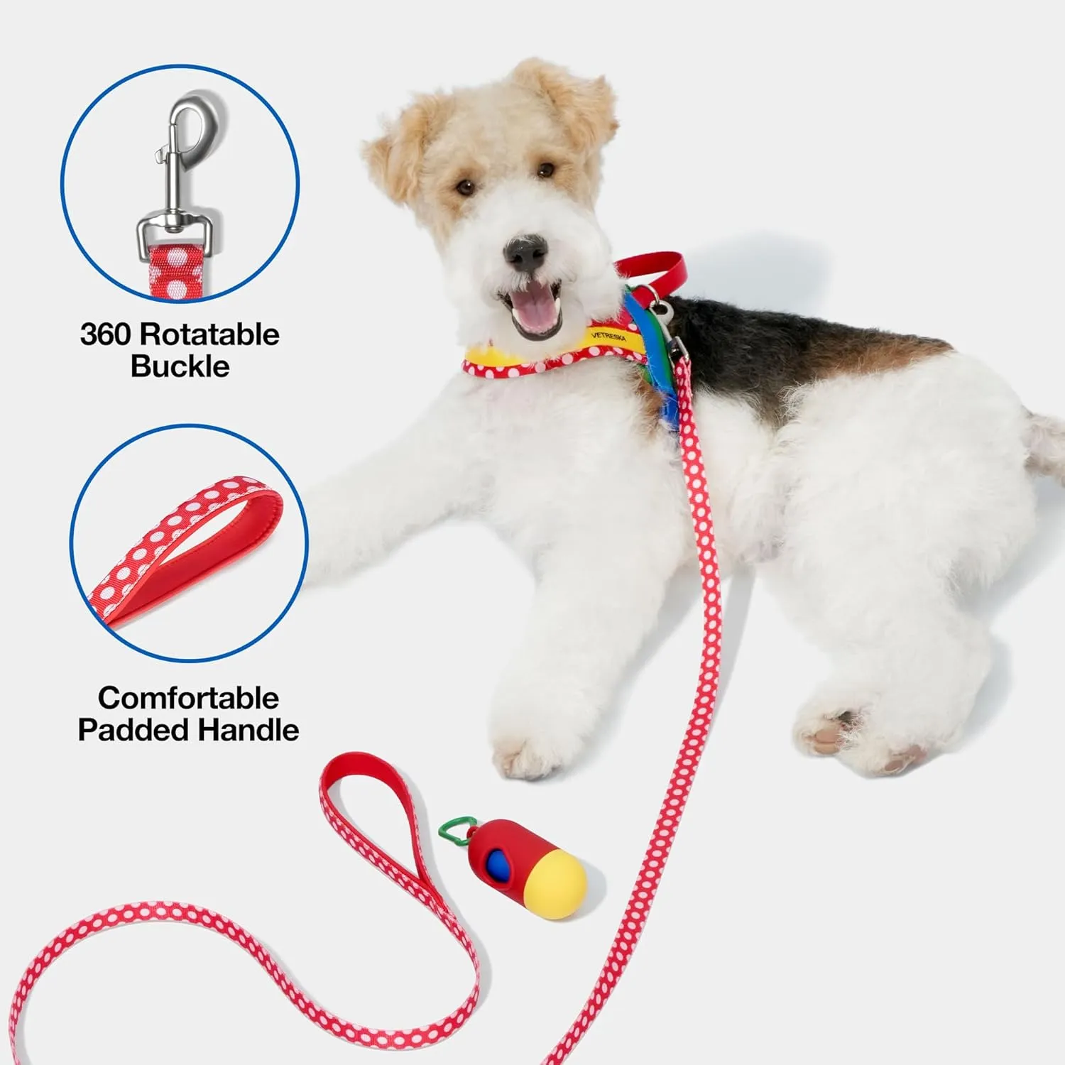 VETRESKA MoMA Dog Harness for Medium Large Dogs, Easy Walk Dog Harness and Leash Set, No Pull Dog Vest Harness for Walking and Training, Adjustable, Take Control & Anti-Twist Pet Lead Combo (Red, M)