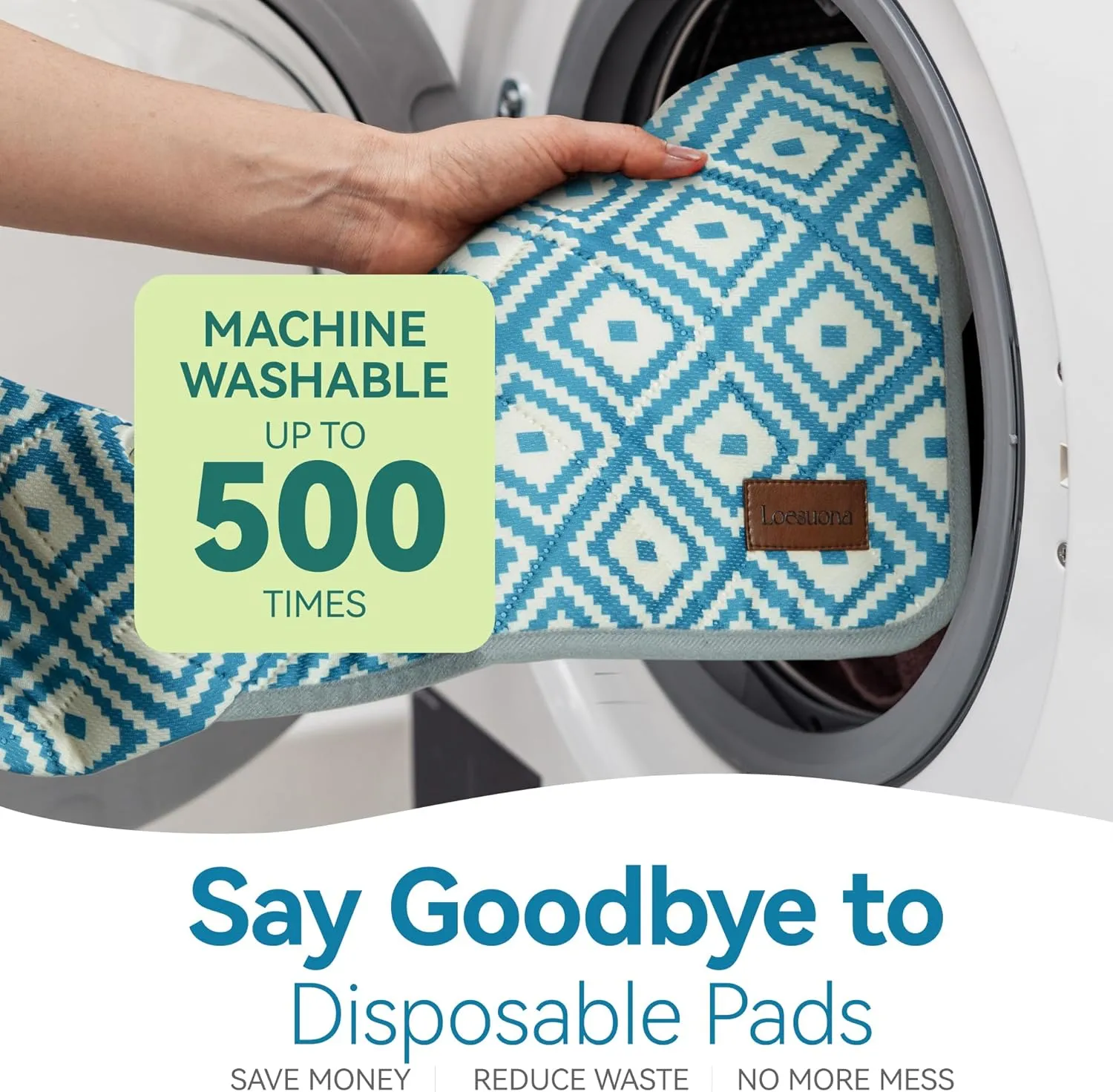 Washable Pee Pads for Dogs - 2 Pack Extra Thick Reusable Puppy Pads with Super Absorbency, Waterproof & Non-Slip Dog Pee Pads for Potty Training , Whelping , Playpen , Crate , Prevents Leakage 24"x36"