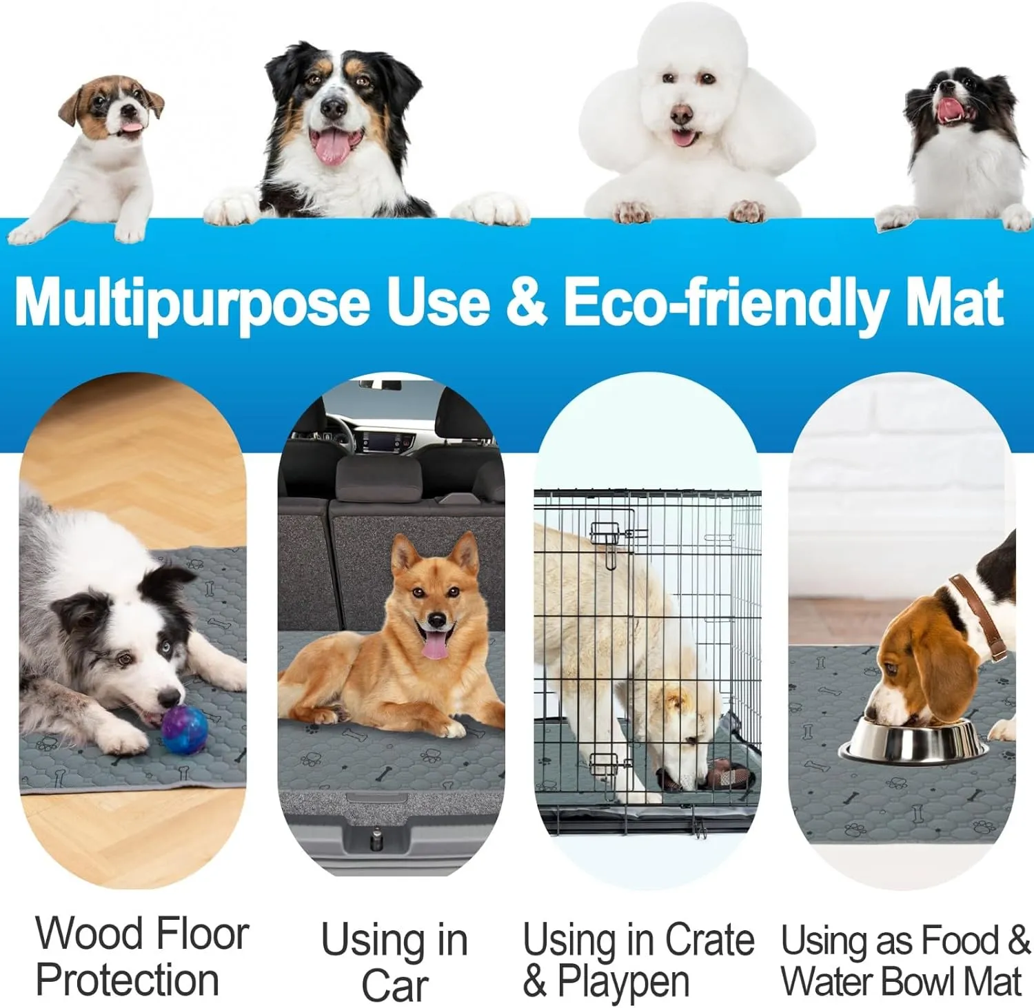 Washable Pee Pads for Dogs - 2-Pack Super Absorbent Reusable Puppy Training Pads- 100% Waterproof Whelping Pads Non-Slip Dog Mats for Floor Protector, Couch Cover, Crate, Potty Training -18" x 24"