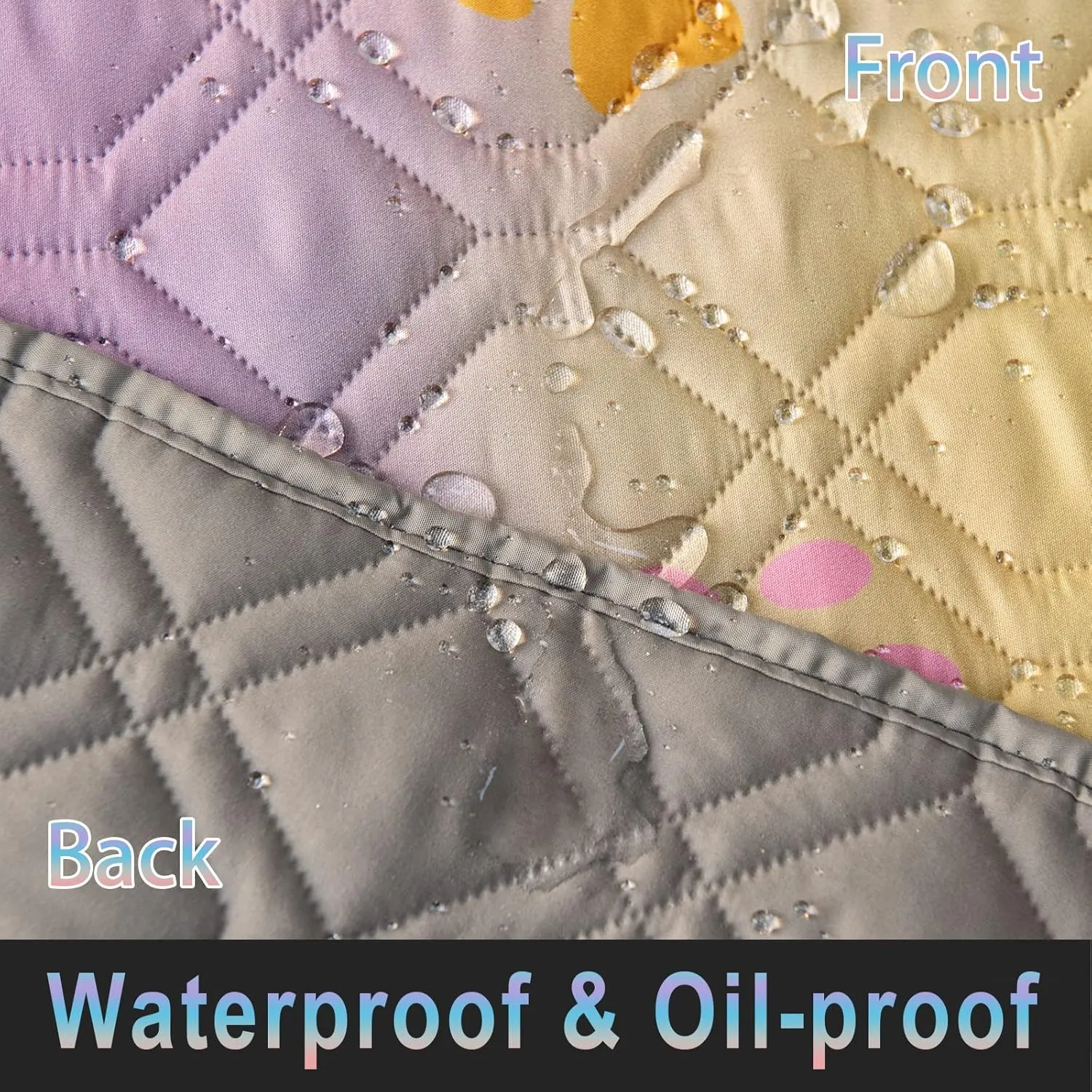 Waterproof Dog Bed Cover 120x82inch Reversible Pad Reusable Camping Mat for Kids/Pet/Dog/Cat Washable Geometric Embroidery Blanket Patchwork Rainbow Dog Paw Printed Gray