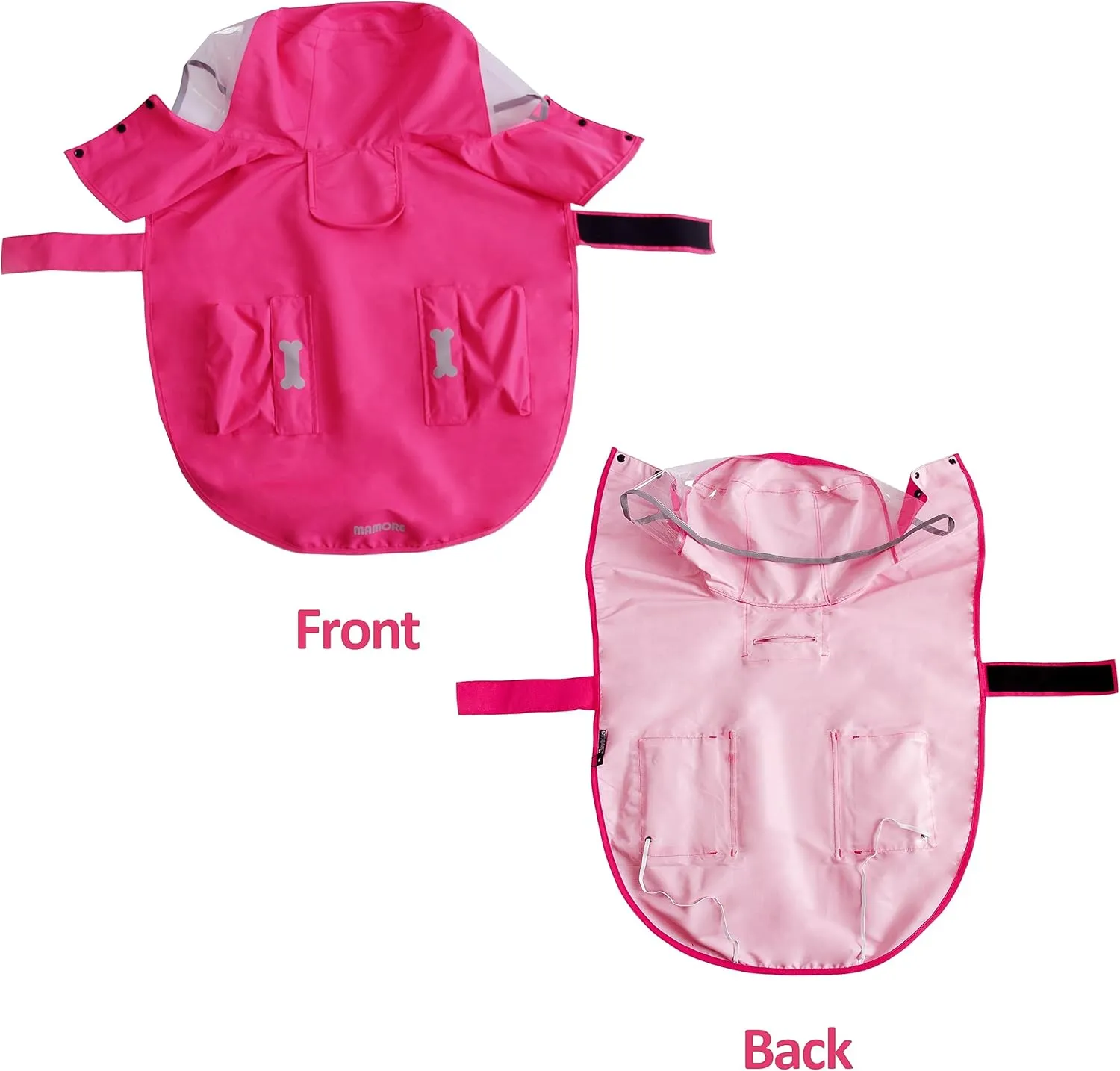 Waterproof Dog Raincoat, Adjustable Reflective Lightweight Pet Rain Clothes with Poncho Hood (XX-Large, Dark Pink)