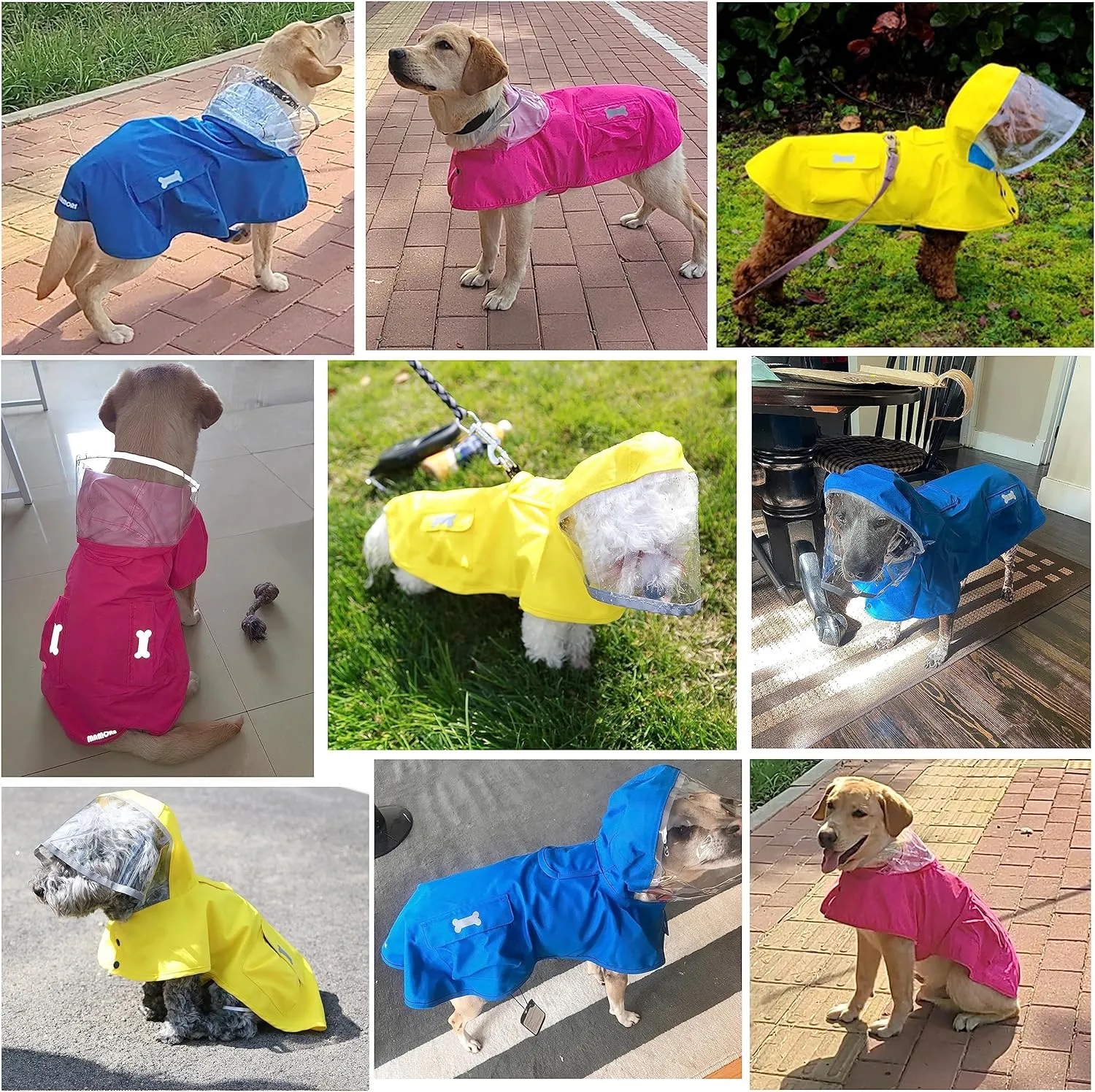 Waterproof Dog Raincoat, Adjustable Reflective Lightweight Pet Rain Clothes with Poncho Hood (XX-Large, Dark Pink)