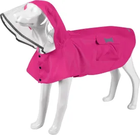 Waterproof Dog Raincoat, Adjustable Reflective Lightweight Pet Rain Clothes with Poncho Hood (XX-Large, Dark Pink)