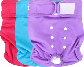 wegreeco Washable Reusable Premium Female Dog Diapers, Medium Large Small Dog Doggie Puppy & Doggy Diapers Female,Period Panties in Heat (Pack of 3, Medium)